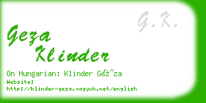 geza klinder business card